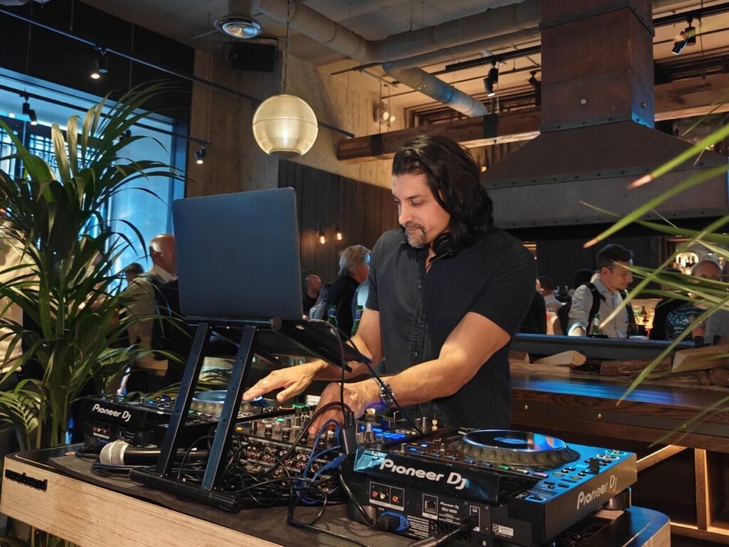 DJ SR at the decks at Gordon Ramsay Bread Street Kitchen, City of London