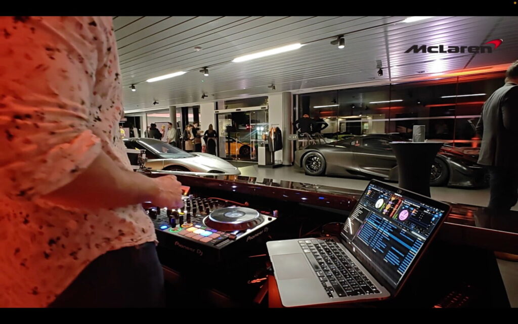 DJ SR corporate DJ set at the McLaren launch