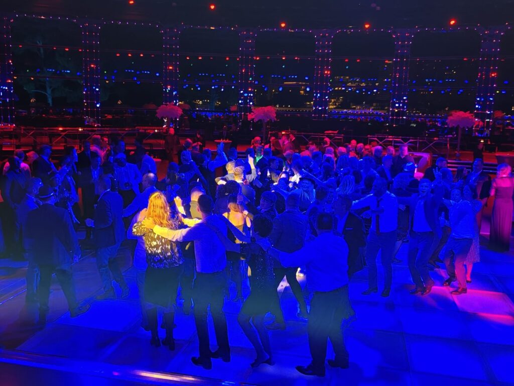 Guests dancing on the packed dance floor at the Zebra Technologies event at Jimmyz, Monte-Carlo
