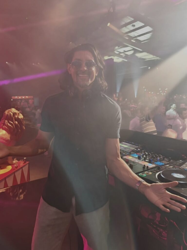 DJ SR on the decks at the SRS Party 2025